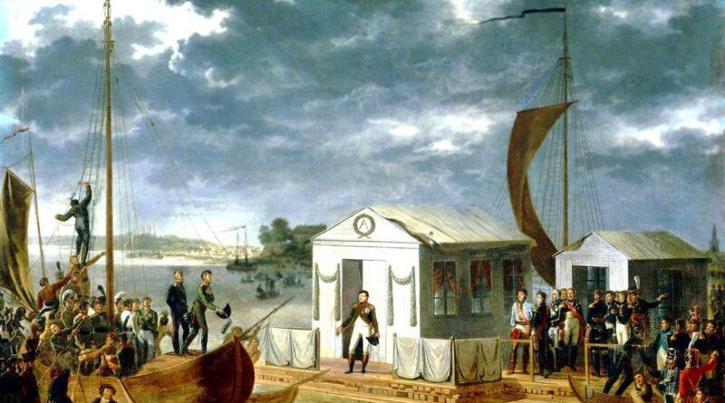 25 juin 1807, entrevue de Tilsitt sur le Niémen par Adolphe Roehn (1780 – 1867) Musée du Château de Versailles.